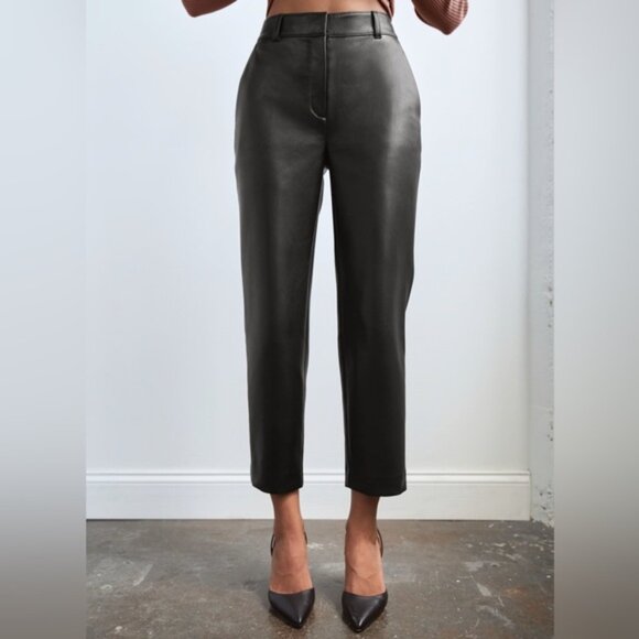 Aritzia Babaton Black Faux Leather Trousers size 6 - Picture 1 of 10